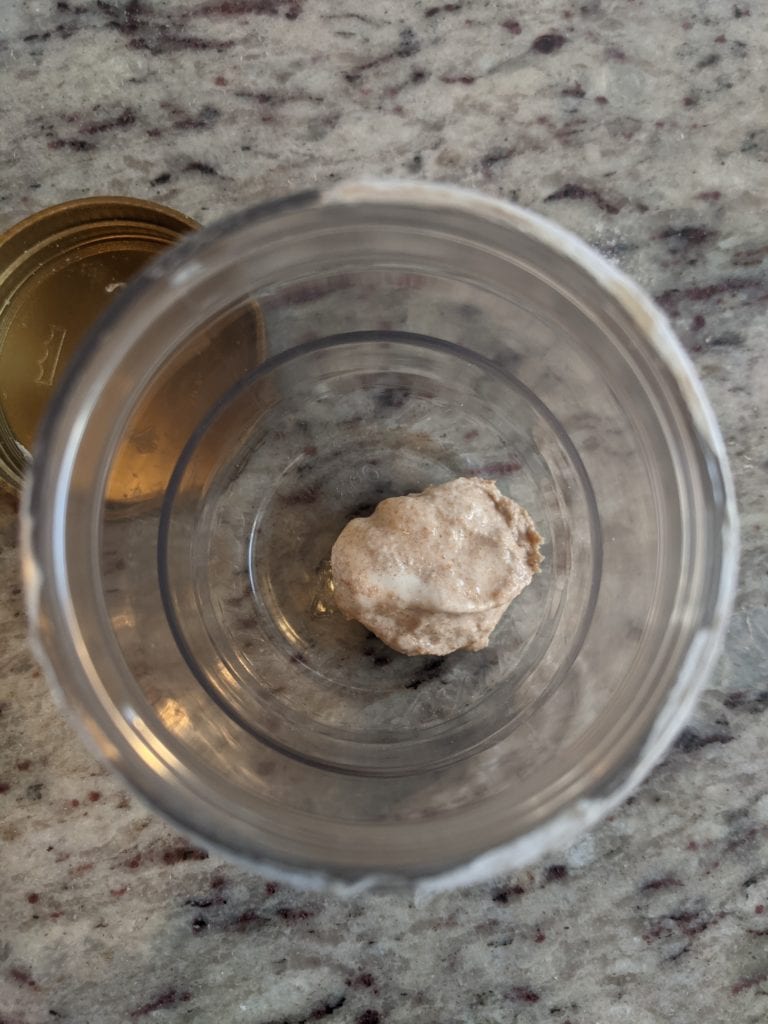 Tablespoon of starter in the jar